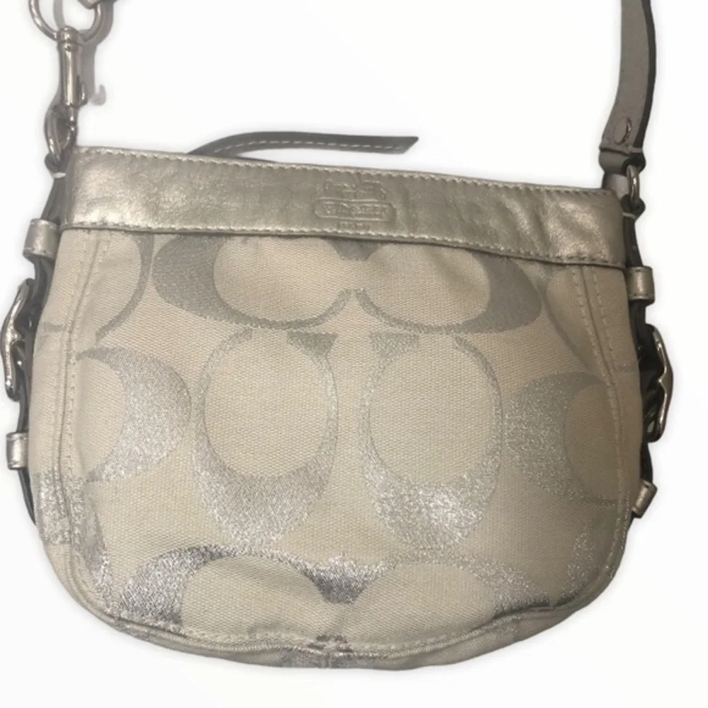 Coach vintage y2k 42715 signature white silver mini Zoe hobo bag